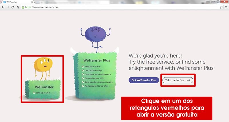 site wetransfer apresentação