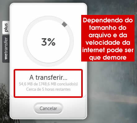 upando arquivo pelo wetransfer