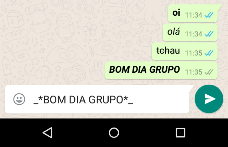 formatando texto no whatsapp