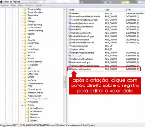 registro criado no regedit