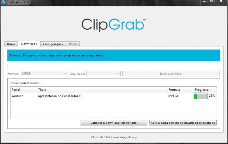 clipgrab - iniciando download